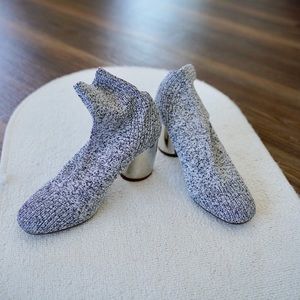 Proenza Schouler Ribbed Sock Booties, Silver, 35.5